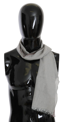 Costume National Gray Fringe Neck Wrap Cotton Scarf