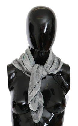 Costume National Gray Silk Shawl Foulard Wrap Scarf