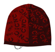 Costume National Red Wool Blend Branded Beanie Hat
