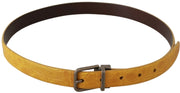 Dolce & Gabbana Yellow Exotic Skin Leather Grey Buckle Belt