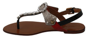 Dolce & Gabbana Leather Ayers Crystal Sandals Flip Flops Shoes