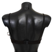 Ermanno Scervino Brown Sequined Balconcino Bra Underwear