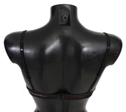 Roberto Cavalli Black Leopard Nylon Push Up Bra Underwear