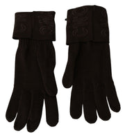 Costume National Brown Wool Knitted One Size Wrist Length Gloves