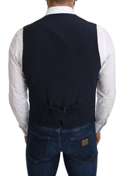 Dolce & Gabbana Blue Viscose Stretch Formal Coat Vest