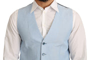Dolce & Gabbana Blue Viscose Stretch Formal Coat Vest