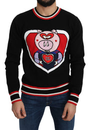 Dolce & Gabbana Black Cashmere Pig of the Year Pullover Sweater