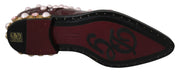 Dolce & Gabbana Bordeaux Leather Crystal Pearls Formal Shoes