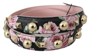 Dolce & Gabbana Pink Floral Leather Stud Accessory Shoulder Strap
