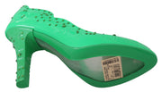 Dolce & Gabbana Green Crystal Floral CINDERELLA Heels Shoes
