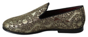 Dolce & Gabbana Gold Jacquard Flats Mens Loafers Shoes