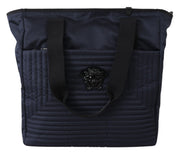 Versace Blue Nylon Tote Bag