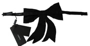 Dolce & Gabbana Silver Tone 100% Silk Crystal Embellished Women  Bowtie