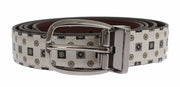 Dolce & Gabbana White Silk Bowtie Leather Men Belt Gift Box