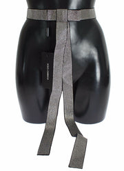 Dolce & Gabbana Black Silk Clear Crystal Bow Waist Belt