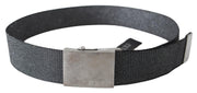 Exte Black Silver Metal Brushed Buckle Waist Belt