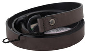 Costume National Brown Leather Skinny Round Buckle Belt