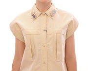 Andrea Incontri Beige Sleeveless Blouse Top