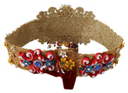 Dolce & Gabbana Embellished Floral Crystal Wide Waist Carretto Belt