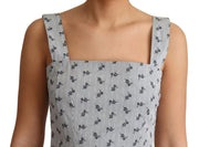 Dolce & Gabbana Blue White Floral Cotton A-Line Dress