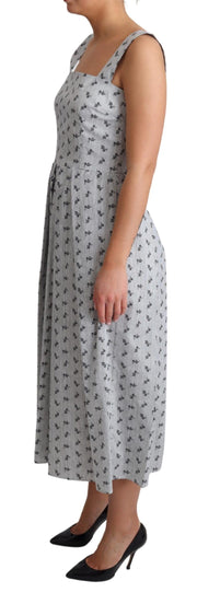 Dolce & Gabbana Blue White Floral Cotton A-Line Dress