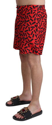 Dolce & Gabbana Red Patterned Beachwear Shorts Swimwear