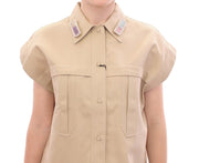 Andrea Incontri Beige Sleeveless Blouse Top