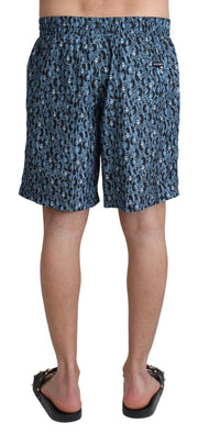 Dolce & Gabbana Blue Patterned Print Beachwear Shorts Swimwear