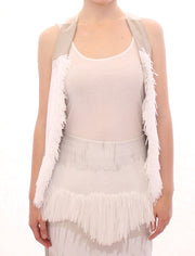Arzu Kaprol White Lashes Open Back Vest Jacket