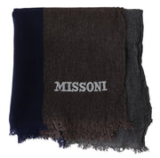 Missoni Multicolor Striped Wool Unisex Wrap Fringes Scarf
