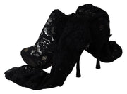 Dolce & Gabbana Black Taormina Lace Socks Boots Shoes Pumps