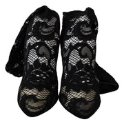 Dolce & Gabbana Black Taormina Lace Socks Boots Shoes Pumps