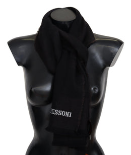 Missoni Black 100% Wool Unisex Neck Wrap Scarf