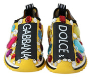 Dolce & Gabbana Yellow Multicolor Crystals Sneakers Shoes