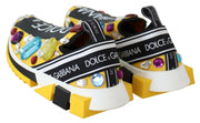 Dolce & Gabbana Yellow Multicolor Crystals Sneakers Shoes