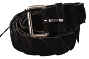 GF Ferre Black WX Silver Tone Buckle Waist Belt