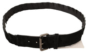 GF Ferre Black WX Silver Tone Buckle Waist Belt