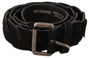 GF Ferre Black WX Silver Tone Buckle Waist Belt