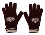 Dolce & Gabbana Red White D&G Logo Crown Cashmere Gloves