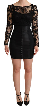 Dolce & Gabbana Black Fitted Lace Top Bodycon Mini Dress