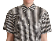 Dolce & Gabbana White Black Fantasy Pattern Shirt