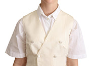 Dolce & Gabbana Beige Silk Sleeveless Waistcoat Vest