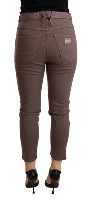 CYCLE Brown Mid Waist Cropped Skinny Stretch Trouser