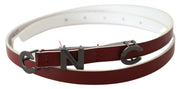 Costume National Maroon Leather Logo Skinny Fashion