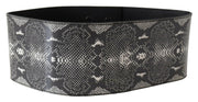 Ermanno Scervino Black Wide Leather Snakeskin Design Waist Belt