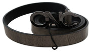 Costume National Dark Brown Leather Letter Logo Buckle Belt