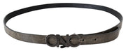 Costume National Dark Brown Leather Letter Logo Buckle Belt
