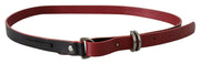 Costume National Black Red Skinny Leather Logo Belt