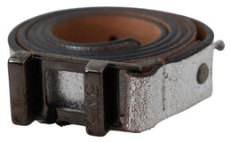 Costume National Brown Metallic Silver Leather Belt