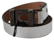 Costume National Brown Metallic Silver Leather Belt